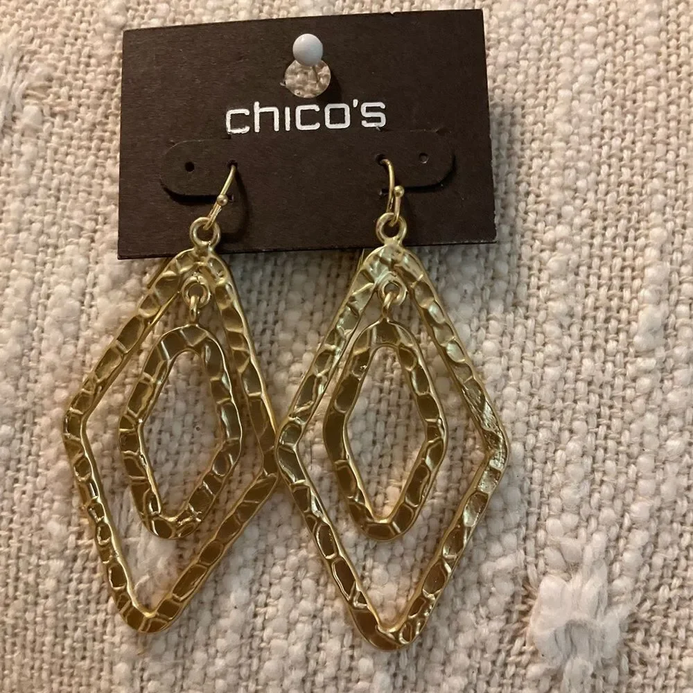 0202-Chico's Gold-Tone Geometric Earrings